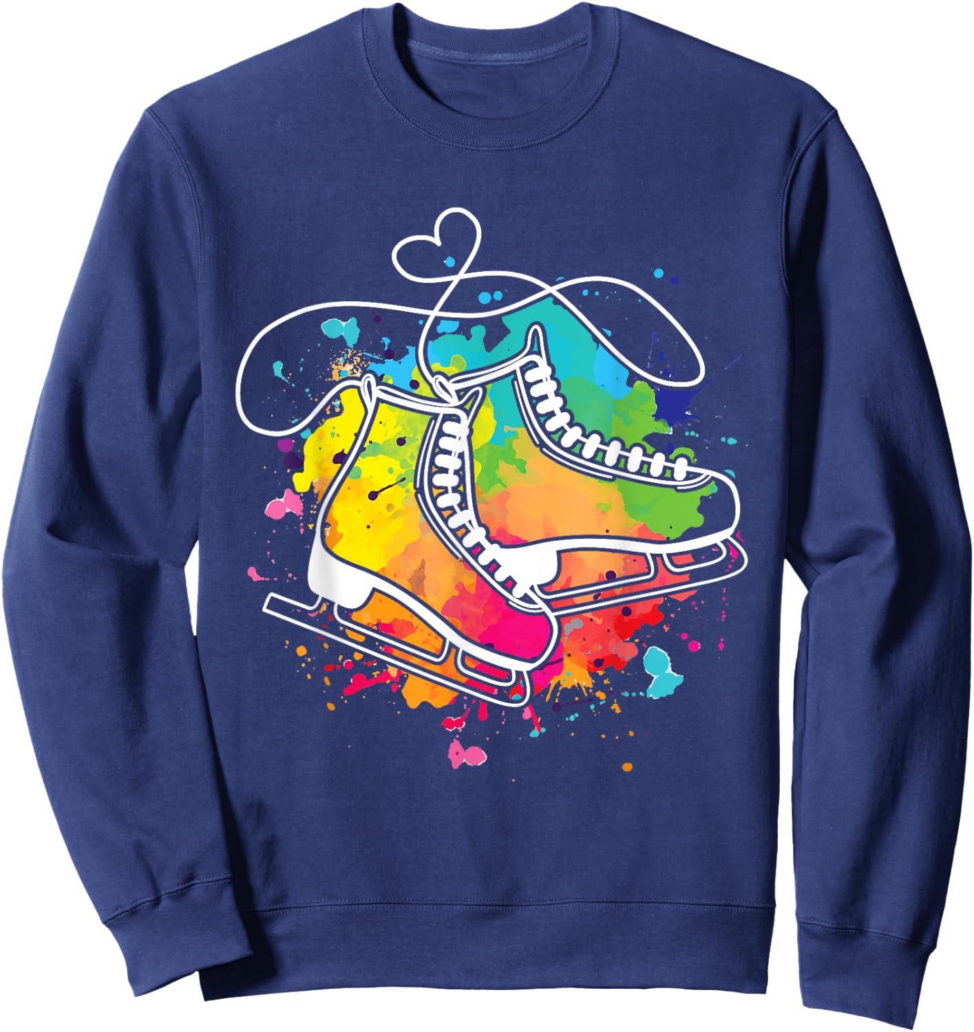 Ice Skating Shoes - Heart Figure Skater Roller Skates Winter Sweatshirt - Sweatshirt | Navy
