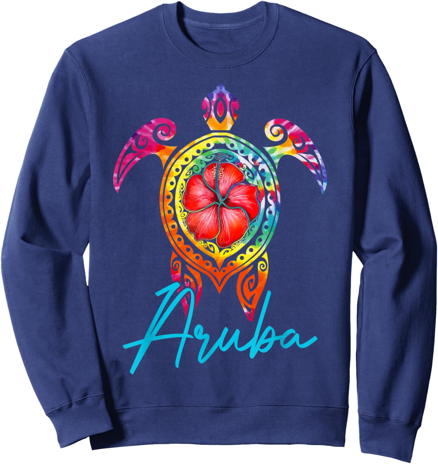 Aruba Tie Dye Sea Turtle, Aruba Family Vacation 2025 Sweatshirt - Sweatshirt | Navy