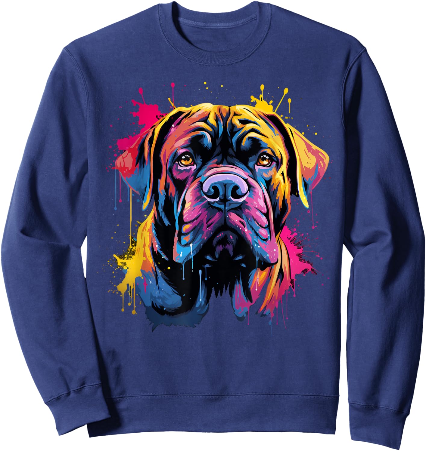 Cute Mastiff Dog on painted Mastiff Women Kids Sweatshirt - Sweatshirt | Navy