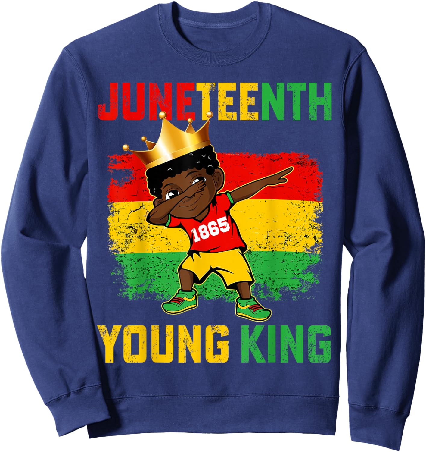 Juneteenth King Celebrating 1865 Black Boys Kids Toddler Sweatshirt - Sweatshirt | Navy