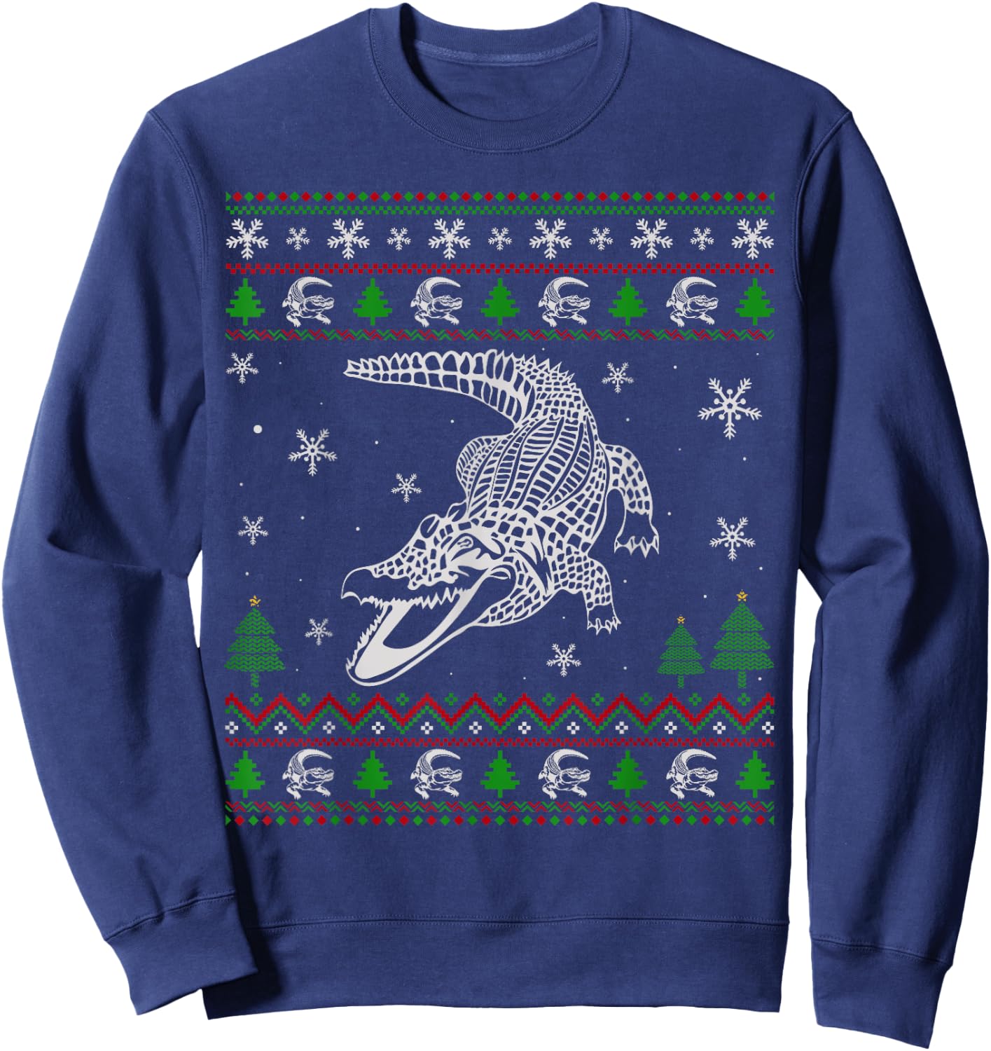 Ugly Christmas Sweater for Alligator Lovers Funny Ugly Sweatshirt - Sweatshirt | Navy