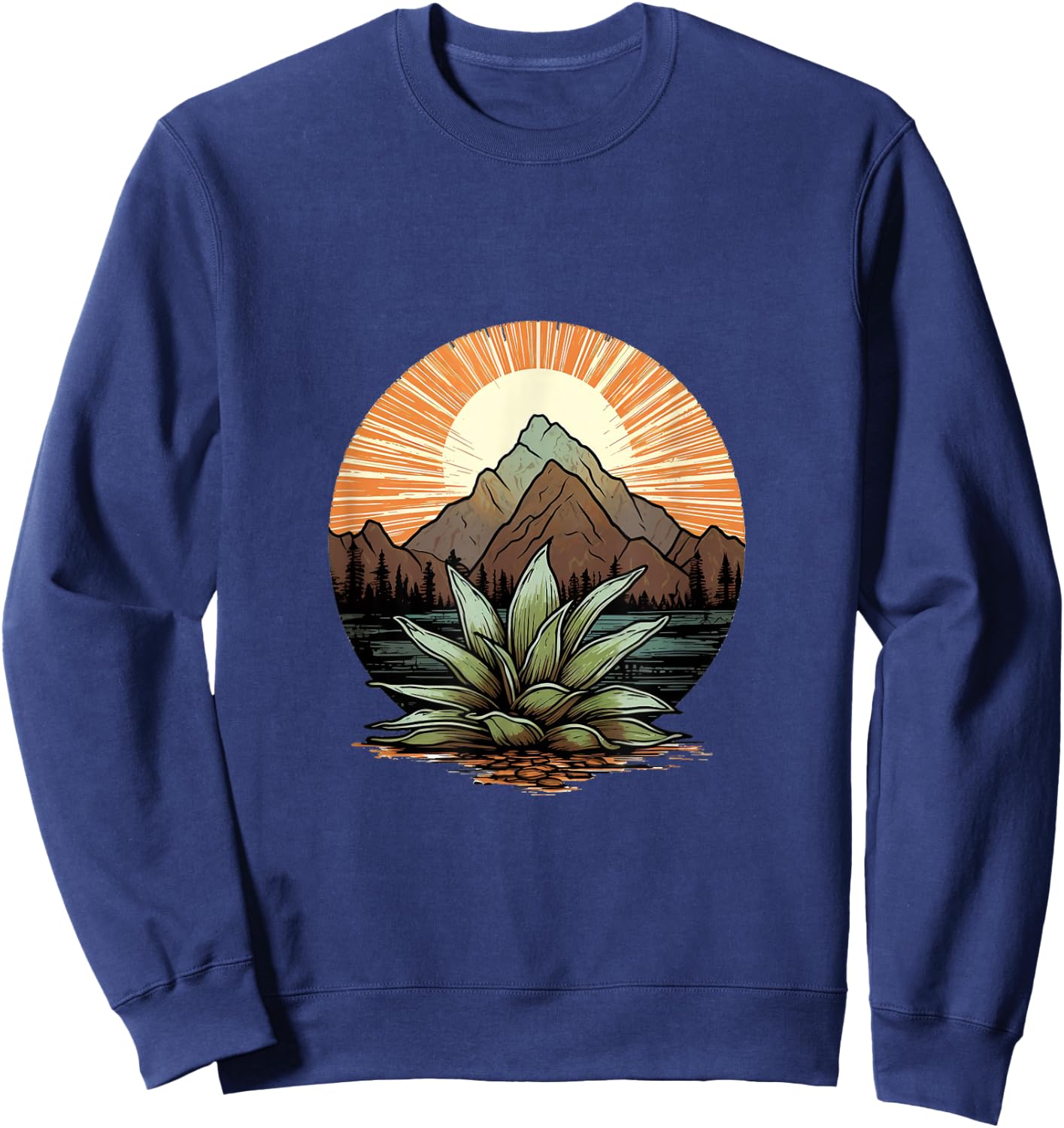 Agave Plants Silhouette Agave Plant Collector Mexican Sweatshirt - Sweatshirt | Navy