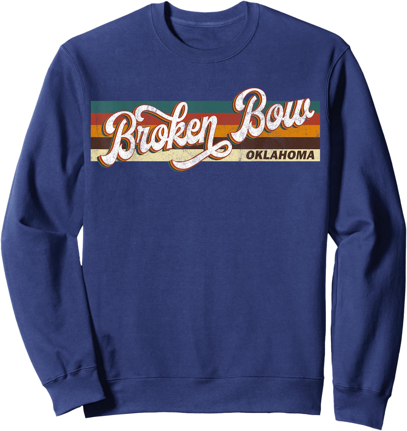 Retro Vintage 80s 70s Broken Bow Retro Oklahoma Sweatshirt - Sweatshirt | Navy