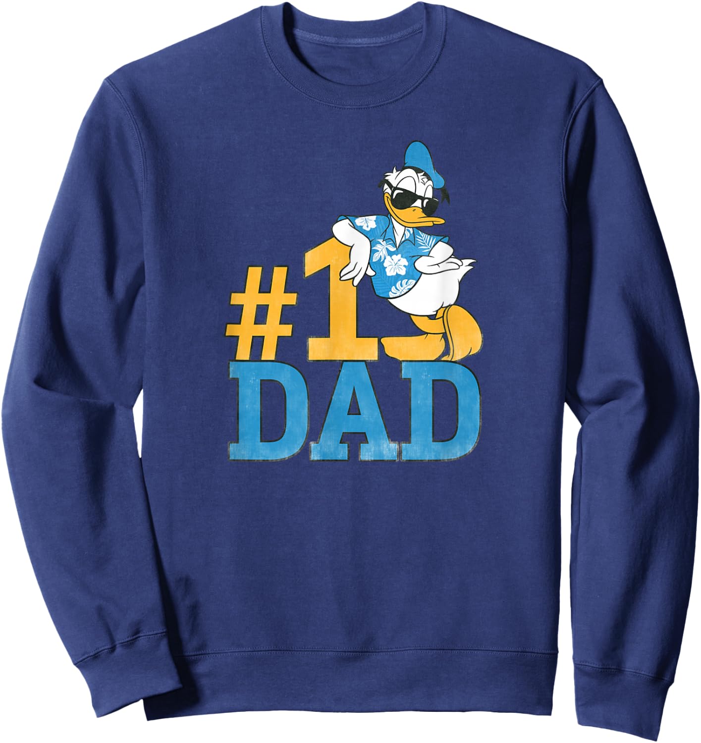 Disney Donald Duck Number One Dad Sunglasses Father's Day Sweatshirt - Sweatshirt | Navy
