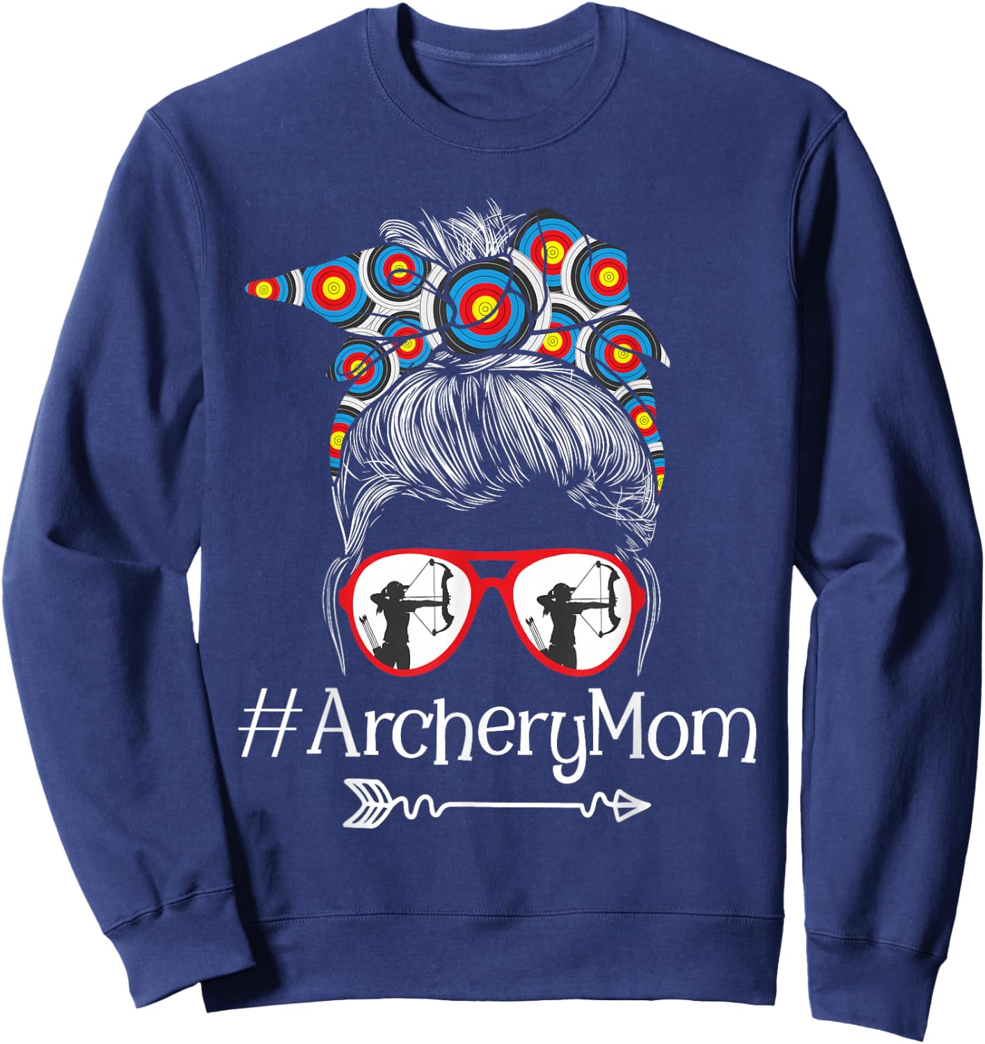 Archery Mom - Mothers Day Bowhunter Archer Bowman Bows Small Sweatshirt - Sweatshirt | Navy