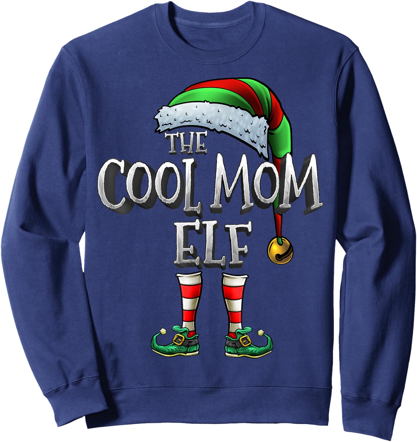 The Cool Mom Elf Shirt Matching Family Christmas Elf Mommy Sweatshirt - Sweatshirt | Navy
