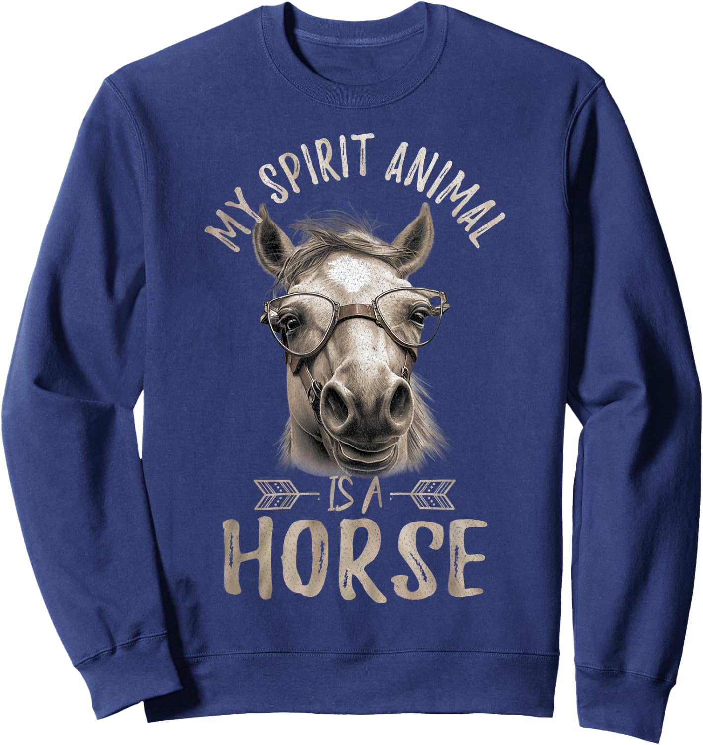 Vintage My Spirit Animal Is A Horse, Horseback Riding Sweatshirt - Sweatshirt | Navy