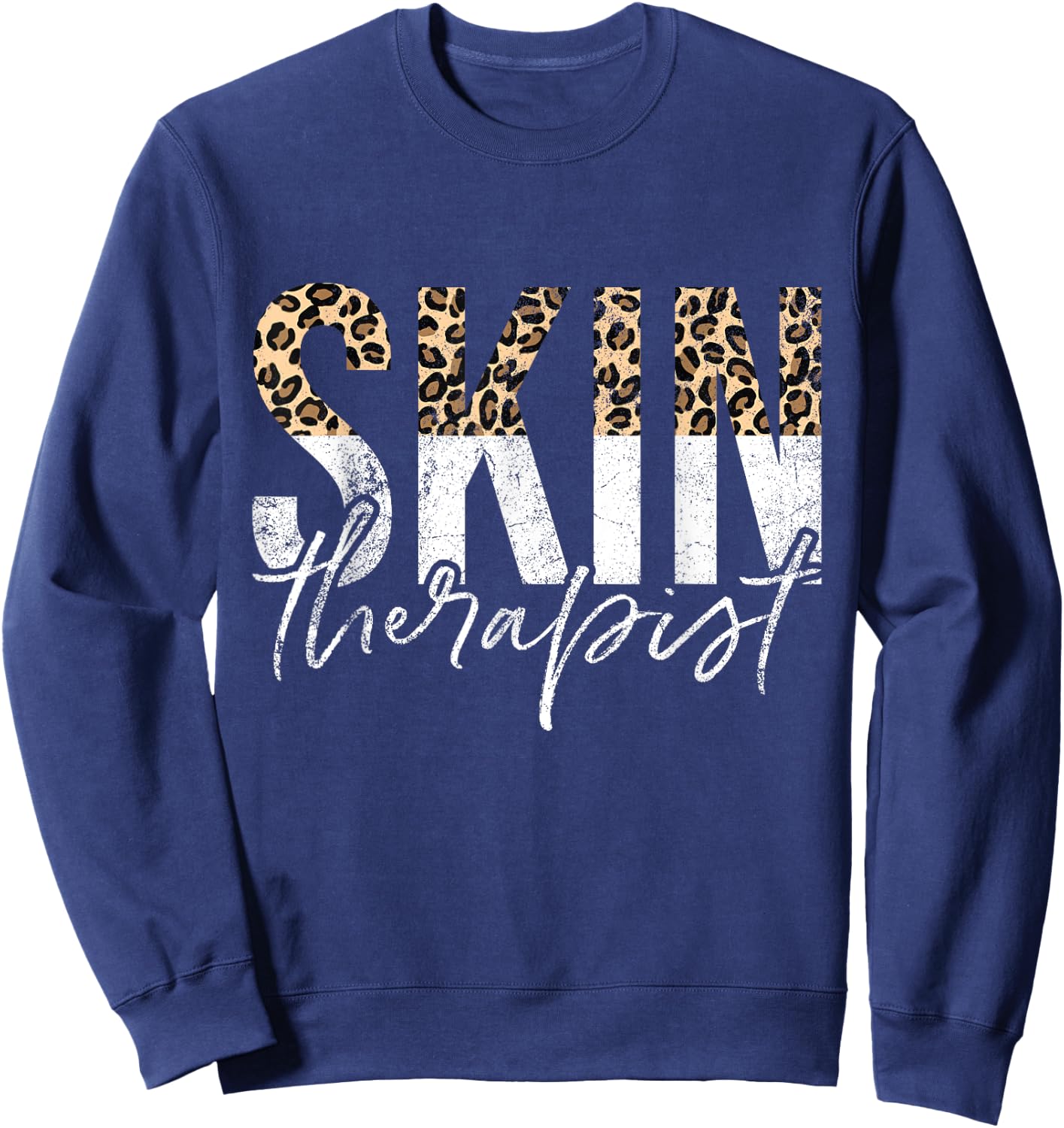 Vintage Skin Therapist Skincare Leopard Skin Esthetician Sweatshirt - Sweatshirt | Navy
