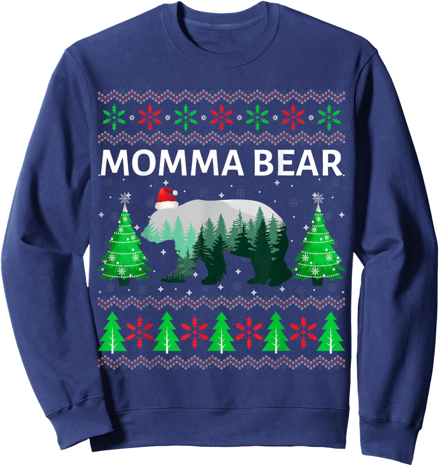 Family Matching Ugly Christmas Sweater Momma Bear Xmas Sweatshirt - Sweatshirt | Navy