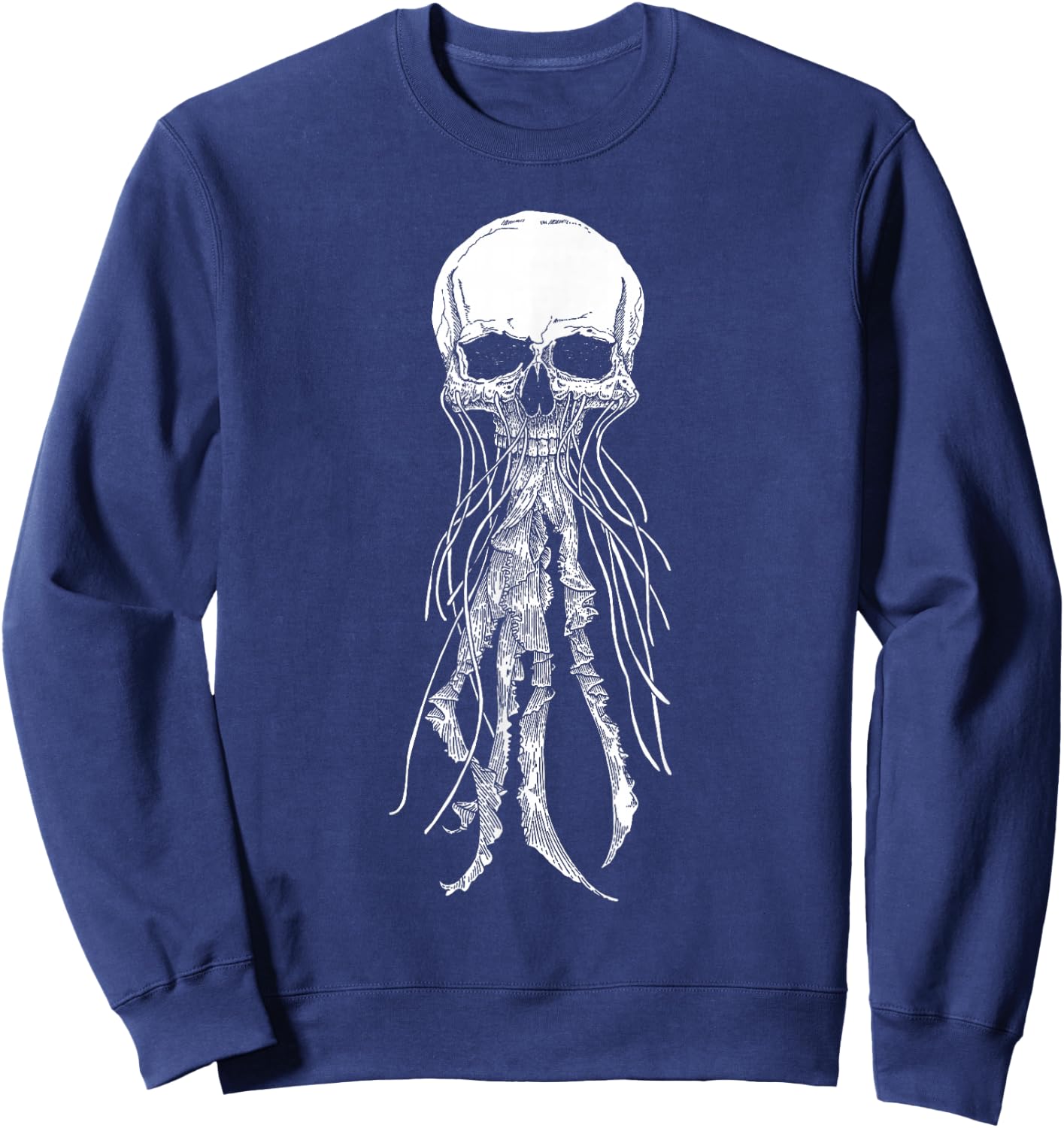 Skeleton Skull Scary jellyfish Halloween Rock n Roll Sweatshirt - Sweatshirt | Navy