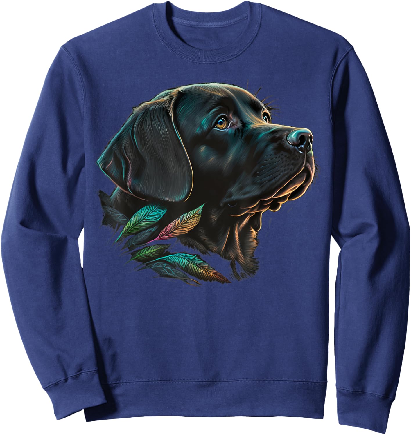 Cute black Labrador Dog on black Labrador Retriever Lover Men Women Kids Sweatshirt - Sweatshirt | Navy
