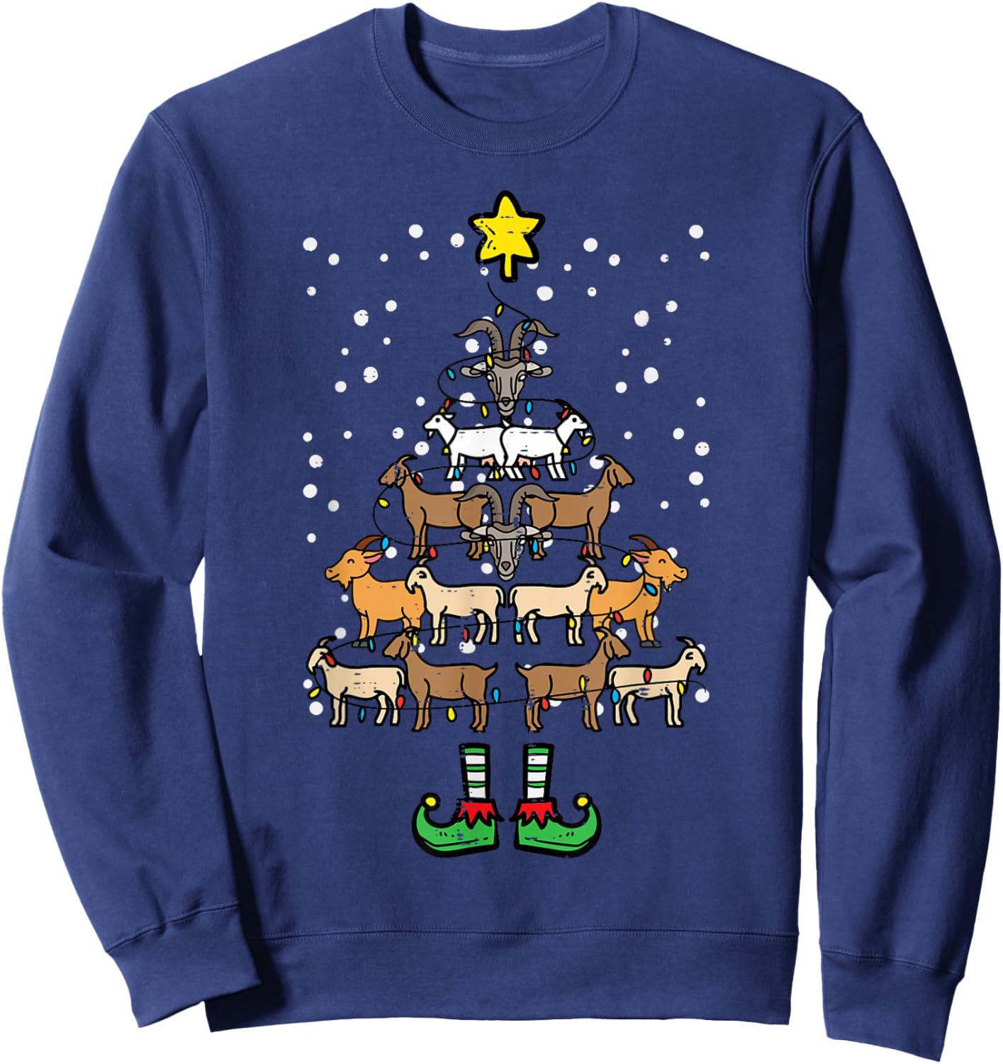Goat Christmas Tree Xmas Farm Animal Farmer Men Women Kids Sweatshirt - Sweatshirt | Navy