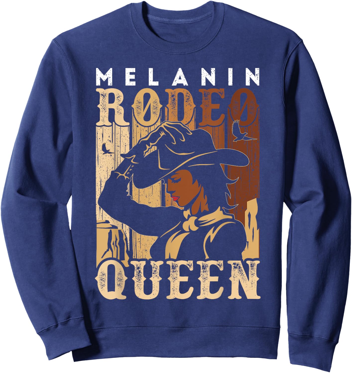 Melanin Rodeo Queen Country Woman African American Cowgirl Sweatshirt - Sweatshirt | Navy
