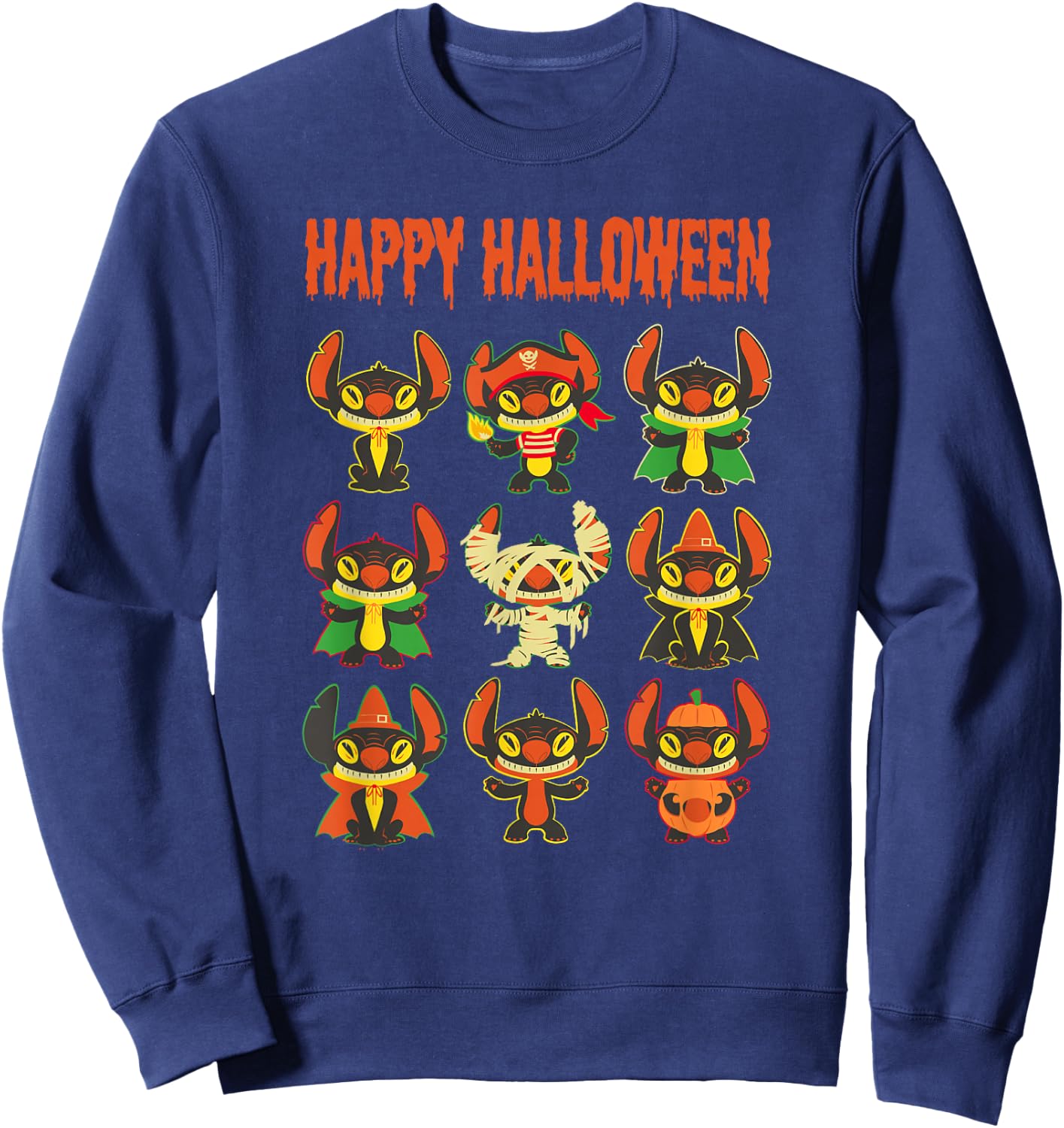 Disney Lilo & Stitch Halloween Stitch Costume Stack Sweatshirt - Sweatshirt | Navy