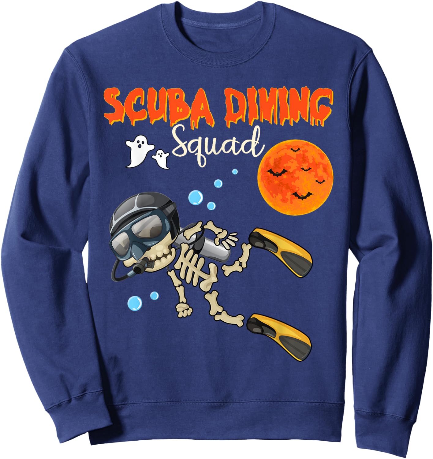 Scuba Diving Squad Halloween Skeleton Costume Scuba Diver Sweatshirt - Sweatshirt | Navy
