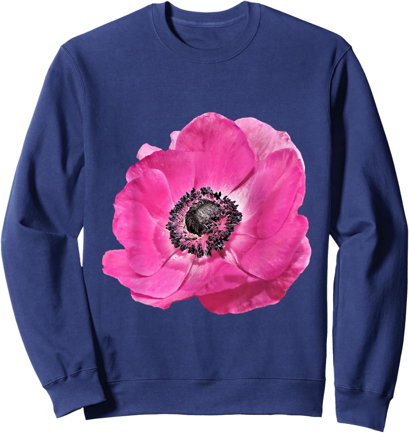 Giant Pink Poppy Flower Photo Sweatshirt - Sweatshirt | Navy