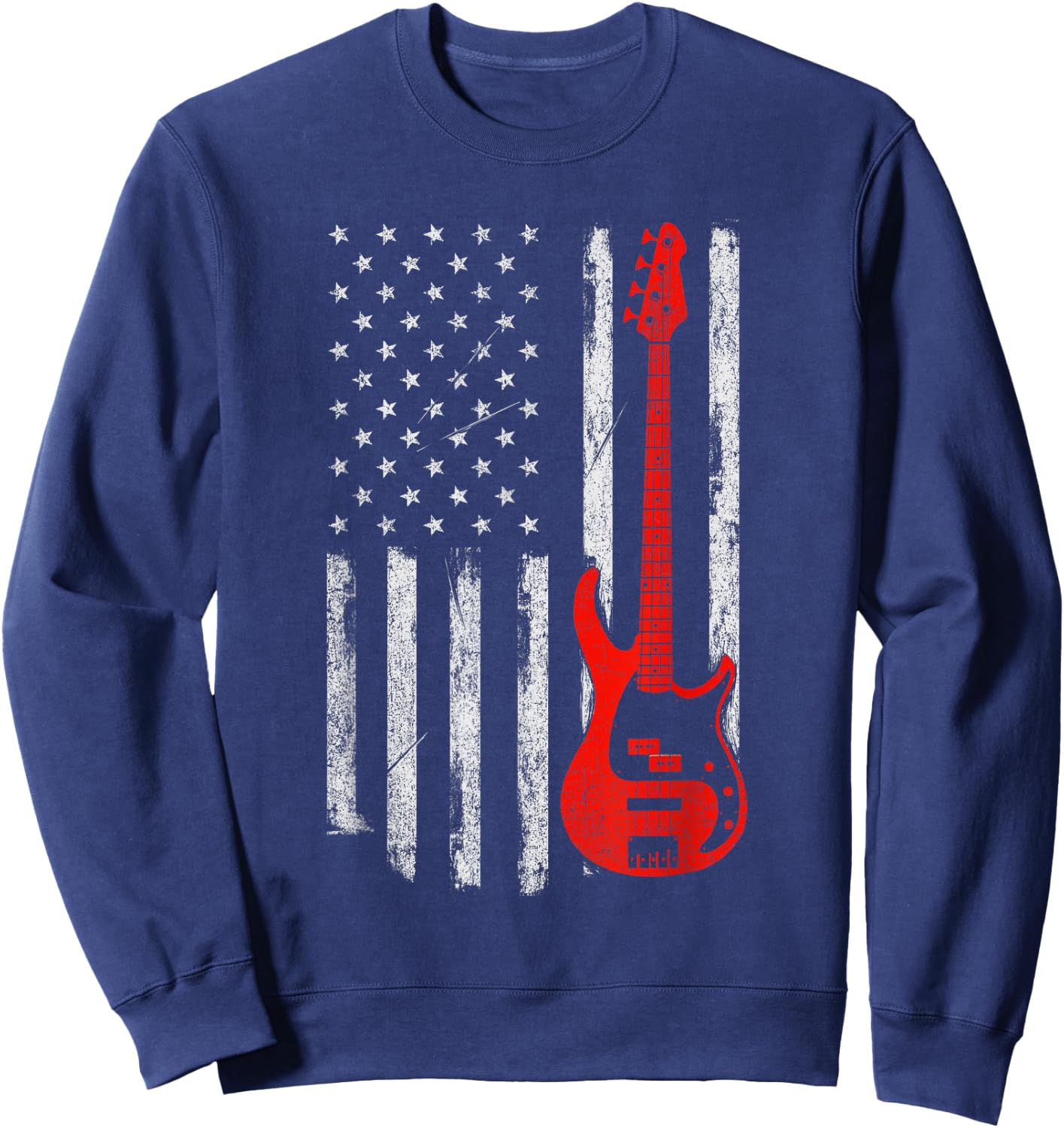 Bassist - USA American Flag Bass Guitar Player Musician Sweatshirt - Sweatshirt | Navy