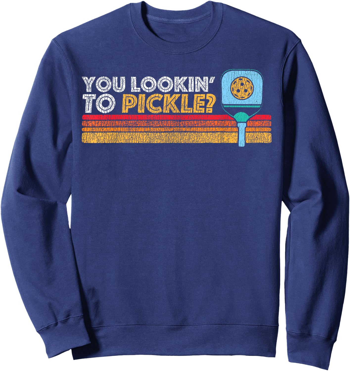You Lookin' To Pickle? Pickleball Retro 80s FIT2SERVE 90s Sweatshirt - Sweatshirt | Navy