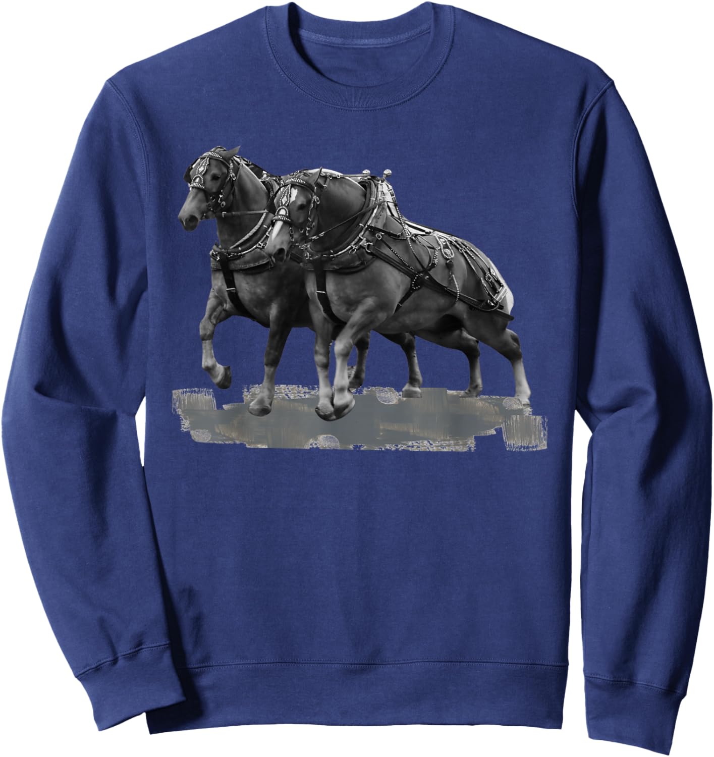 Draft Horse Pulling: Belgians Mid-Pull Sweatshirt - Sweatshirt | Navy