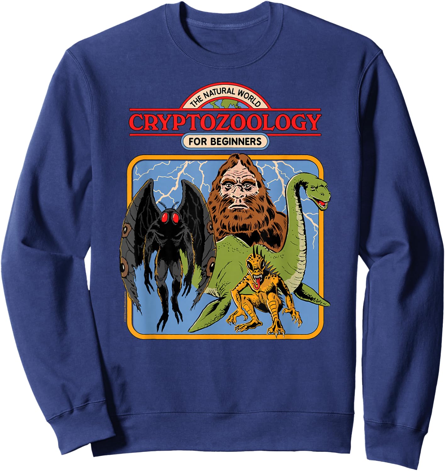 Steven Rhodes Cryptozoology For Beginners Retro Dark Humor Sweatshirt - Sweatshirt | Navy
