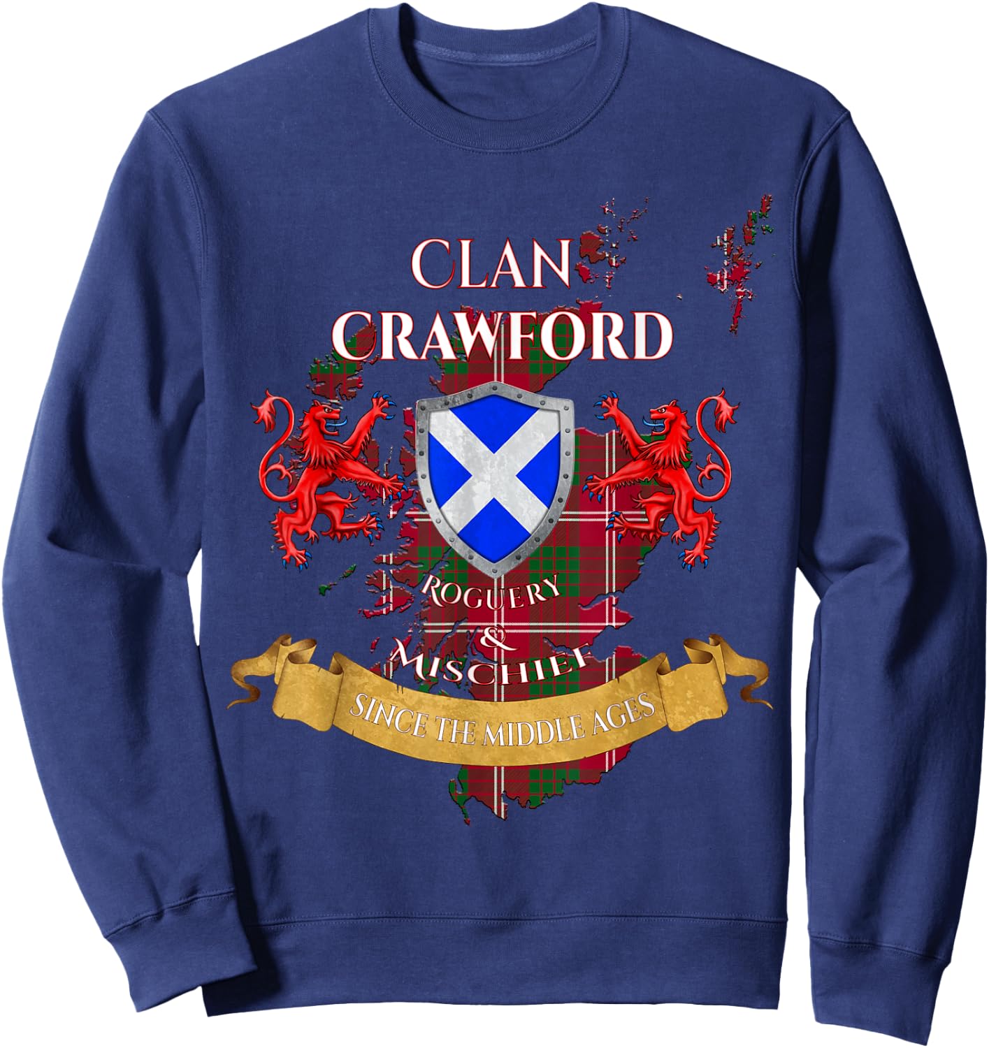 Crawford Scottish Family Clan Middle Ages Mischief Sweatshirt - Sweatshirt | Navy