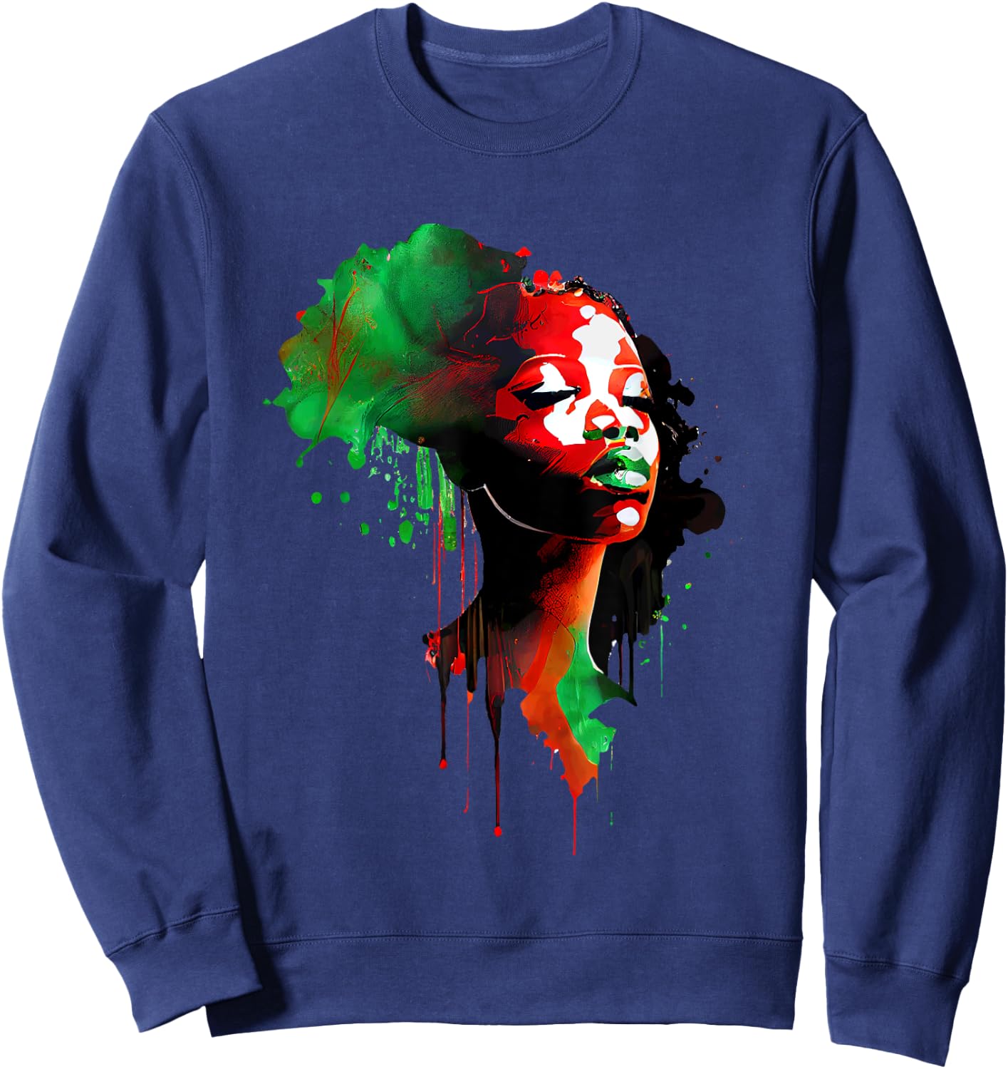 Young Black King Afro Melanin Boy Colour Dripping Sweatshirt - Sweatshirt | Navy