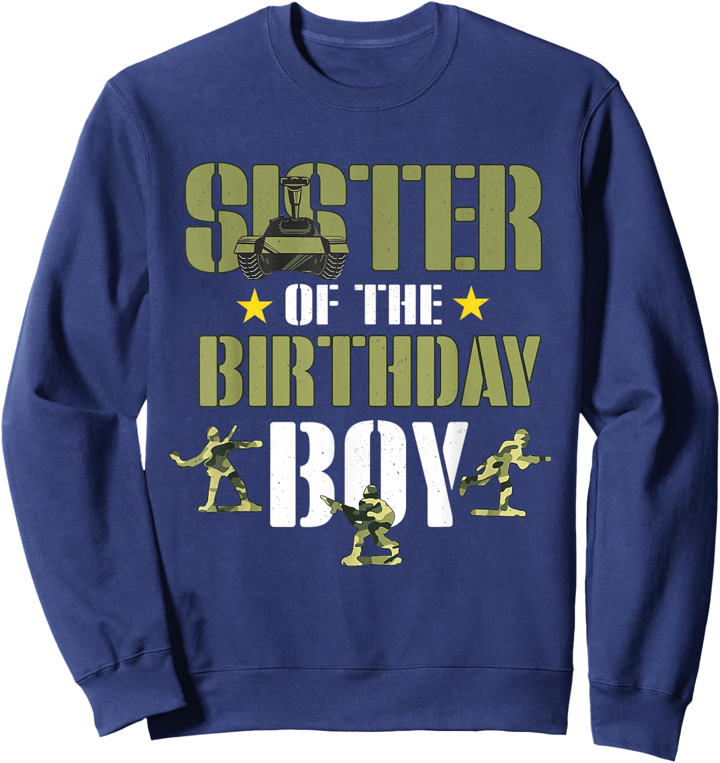 Sister of The Birthday Boy Shirt Army Camouflage Sister 1st Sweatshirt - Sweatshirt | Navy