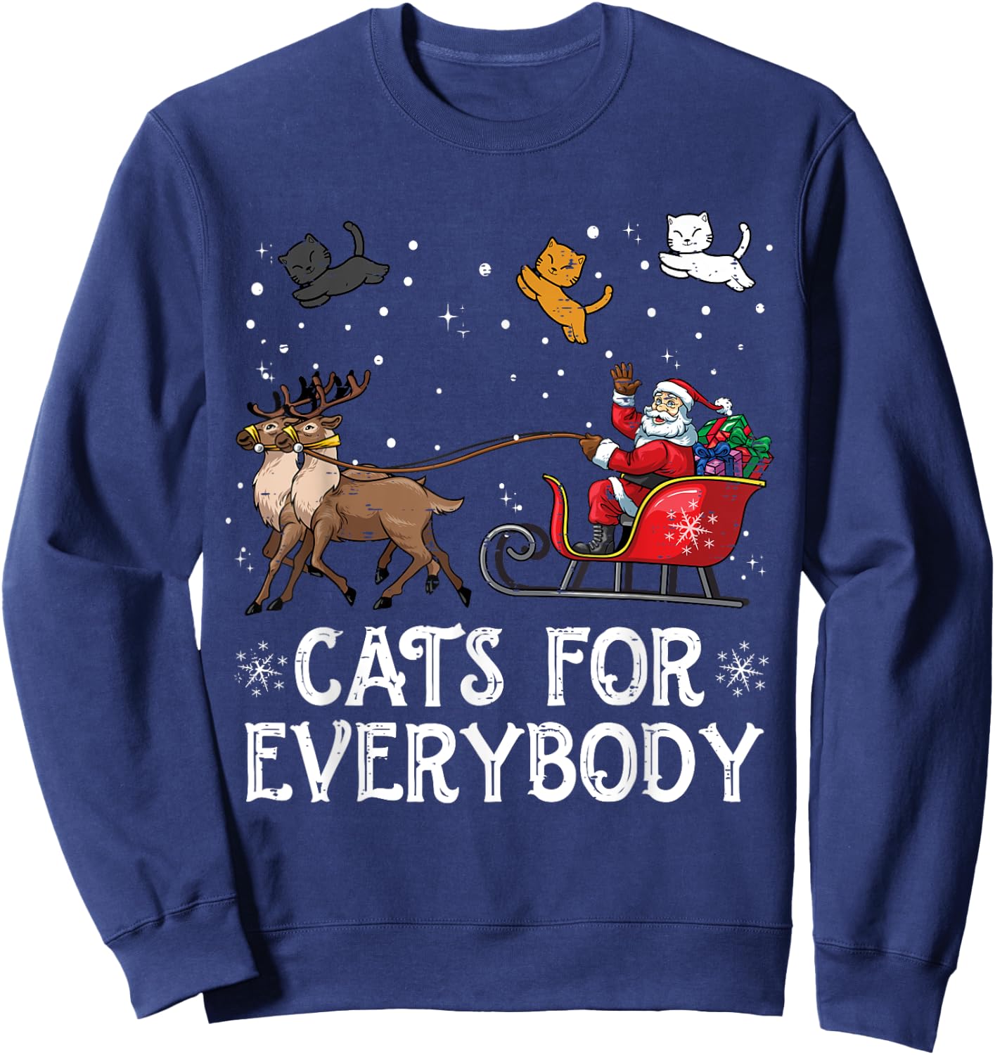 Cats For Everybody Christmas Cat Funny Xmas Women Santa Sweatshirt - Sweatshirt | Navy