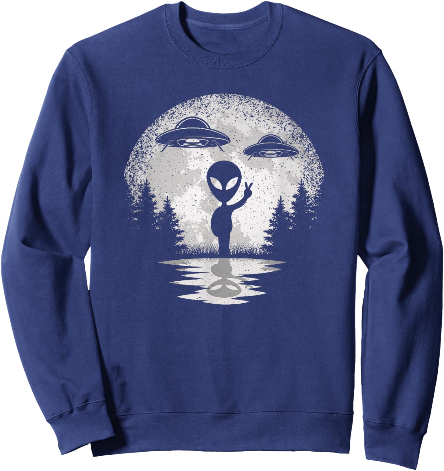 Alien Moon Space UFO Extraterrestrial Vintage Men Women Kids Sweatshirt - Sweatshirt | Navy