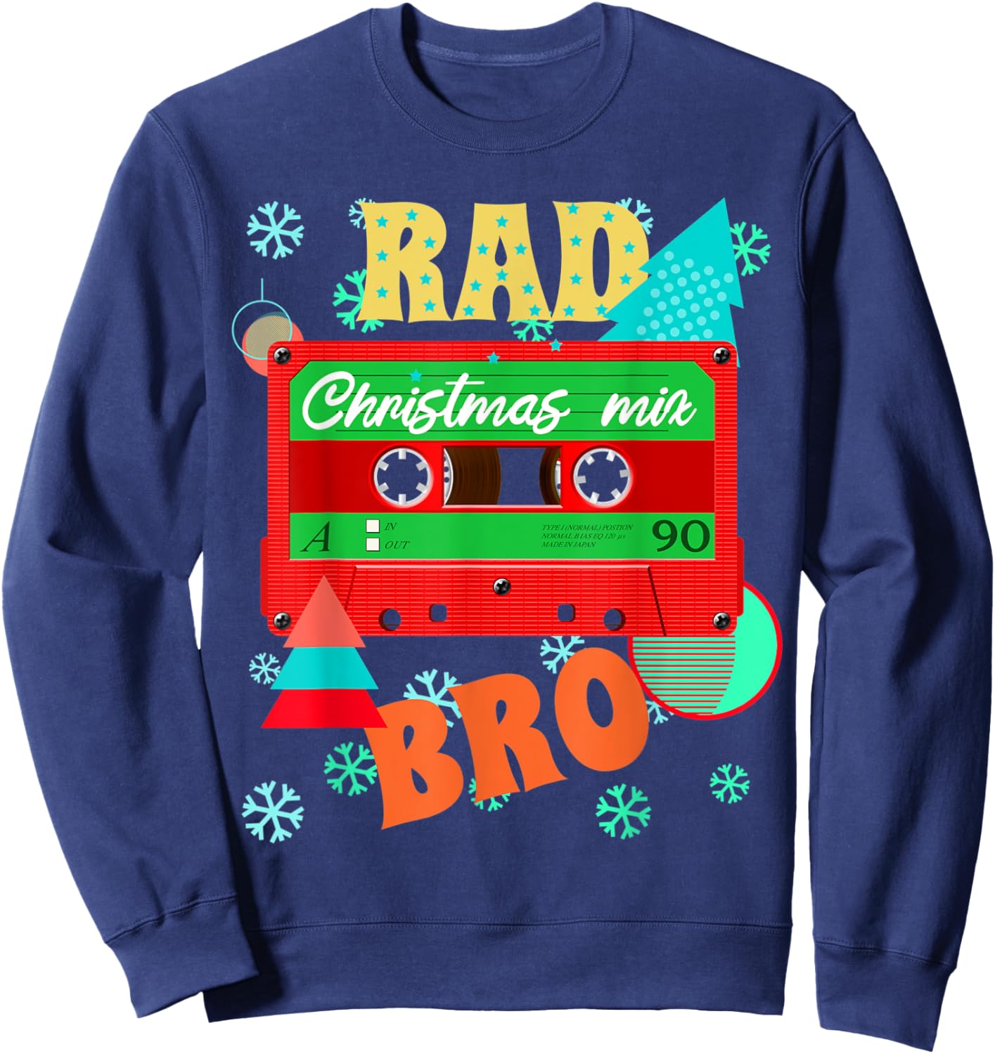 Rad Christmas Mixtape Shirt Retro 80s Costume Cassette Tape Sweatshirt - Sweatshirt | Navy