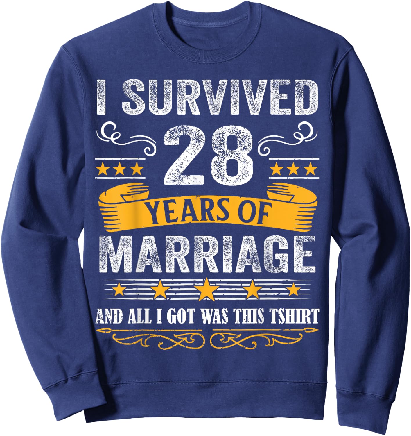 28th Wedding Anniversary shirt Couples Husband Wife 28 Years Sweatshirt - Sweatshirt | Navy