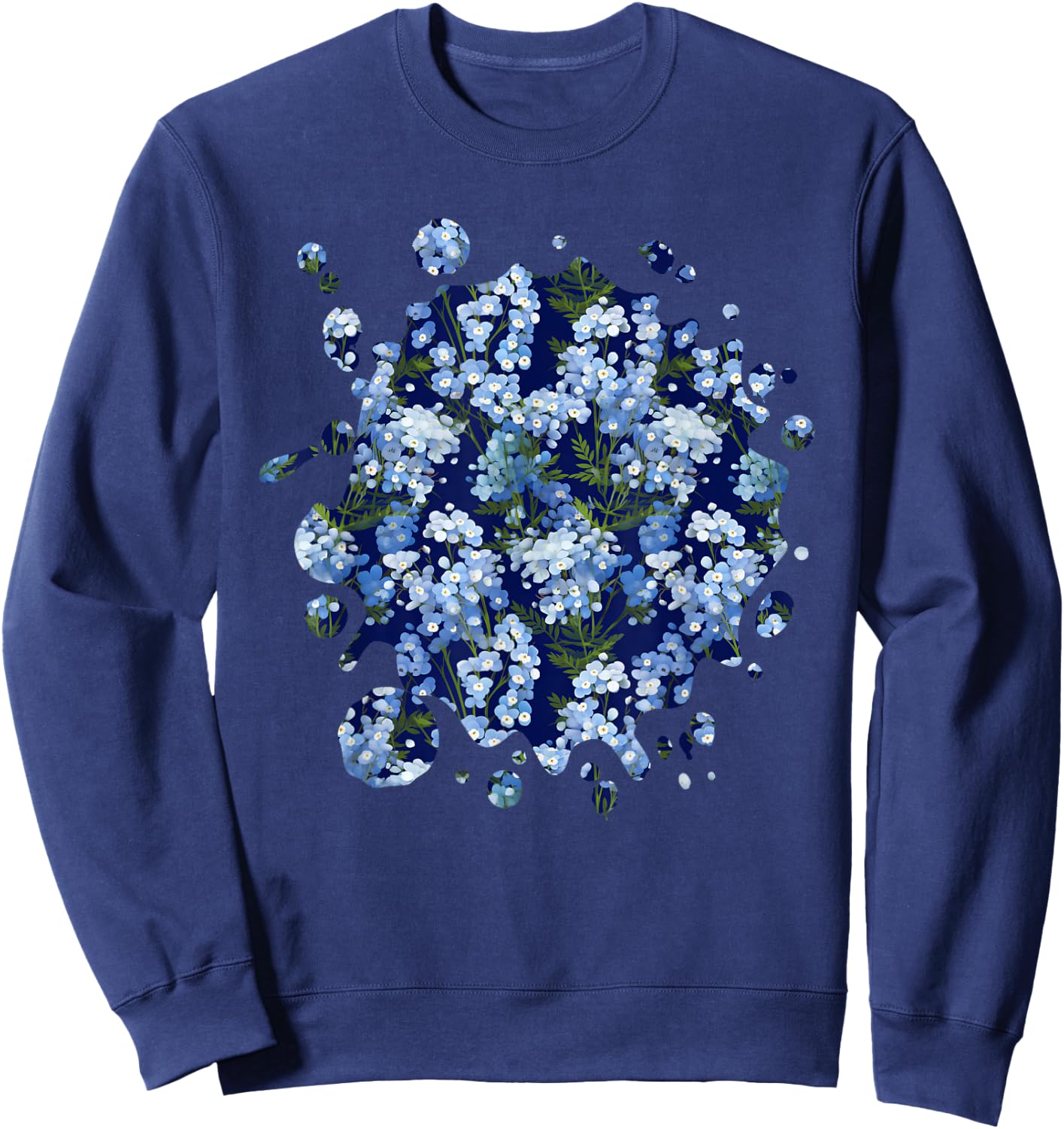 Cute Forget-Me-Not Inspired Flower Plant Lover Gardener Sweatshirt - Sweatshirt | Navy