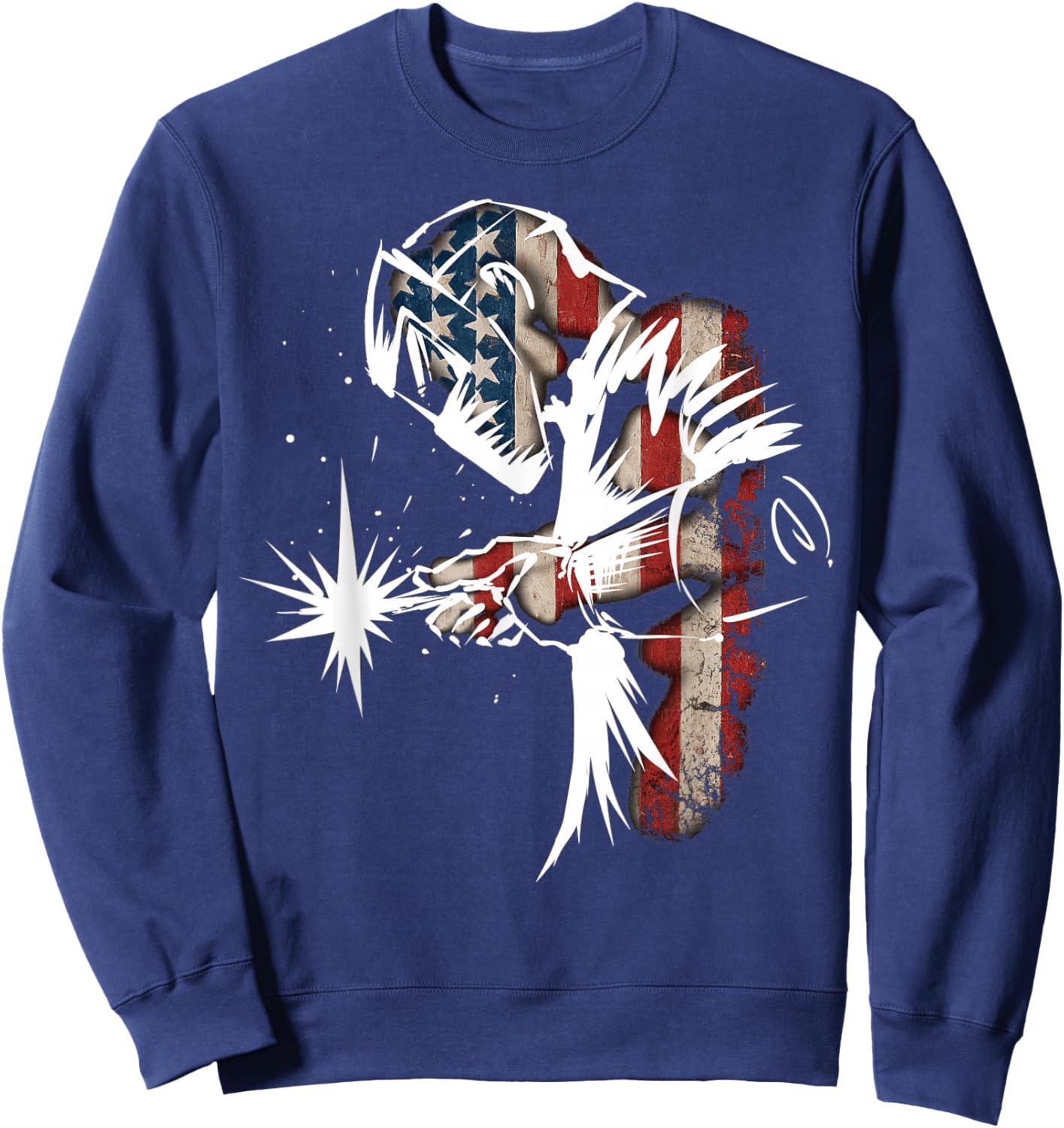 Welder American Flag USA Patriotic Welder Sweatshirt - Sweatshirt | Navy