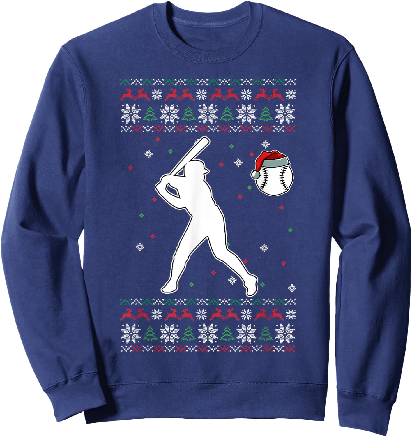 Baseball Player Christmas Cool Ugly X-Mas Pajama Boys Kids Sweatshirt - Sweatshirt | Navy