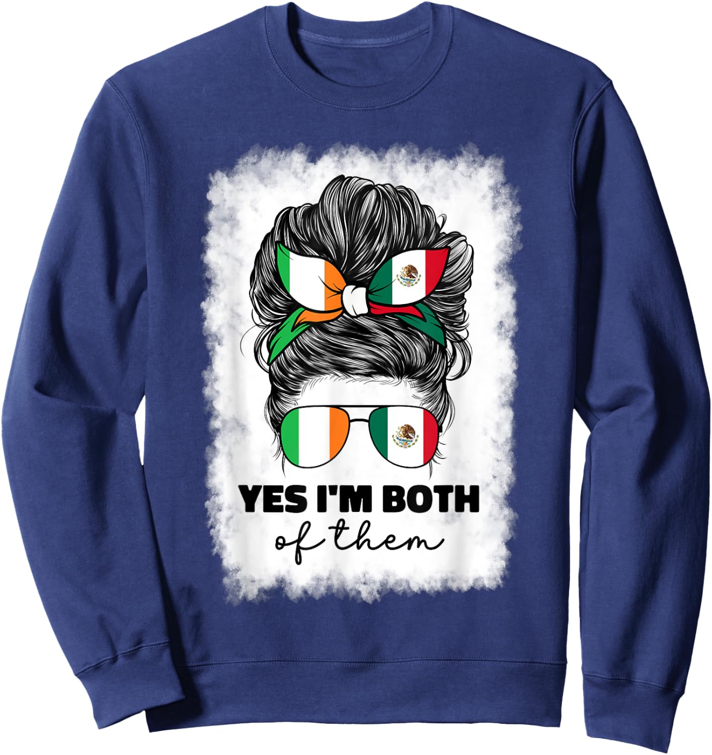 Half Mexican And Irish Mexico Ireland Flag Girl Sweatshirt - Sweatshirt | Navy