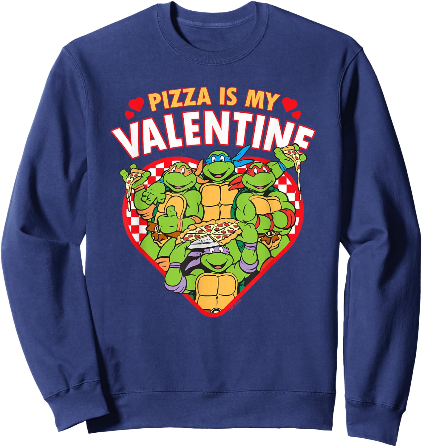Teenage Mutant Ninja Turtles Pizza is My Valentine Sweatshirt - Sweatshirt | Navy