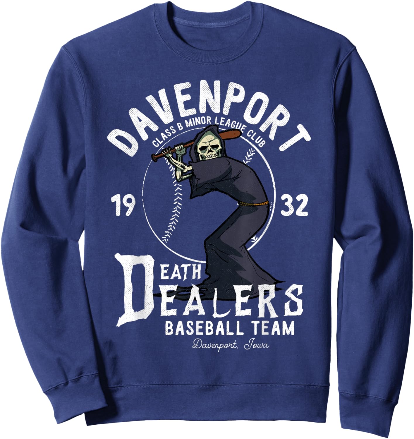 Davenport Death Dealers Retro Minor League Baseball Team Sweatshirt - Sweatshirt | Navy