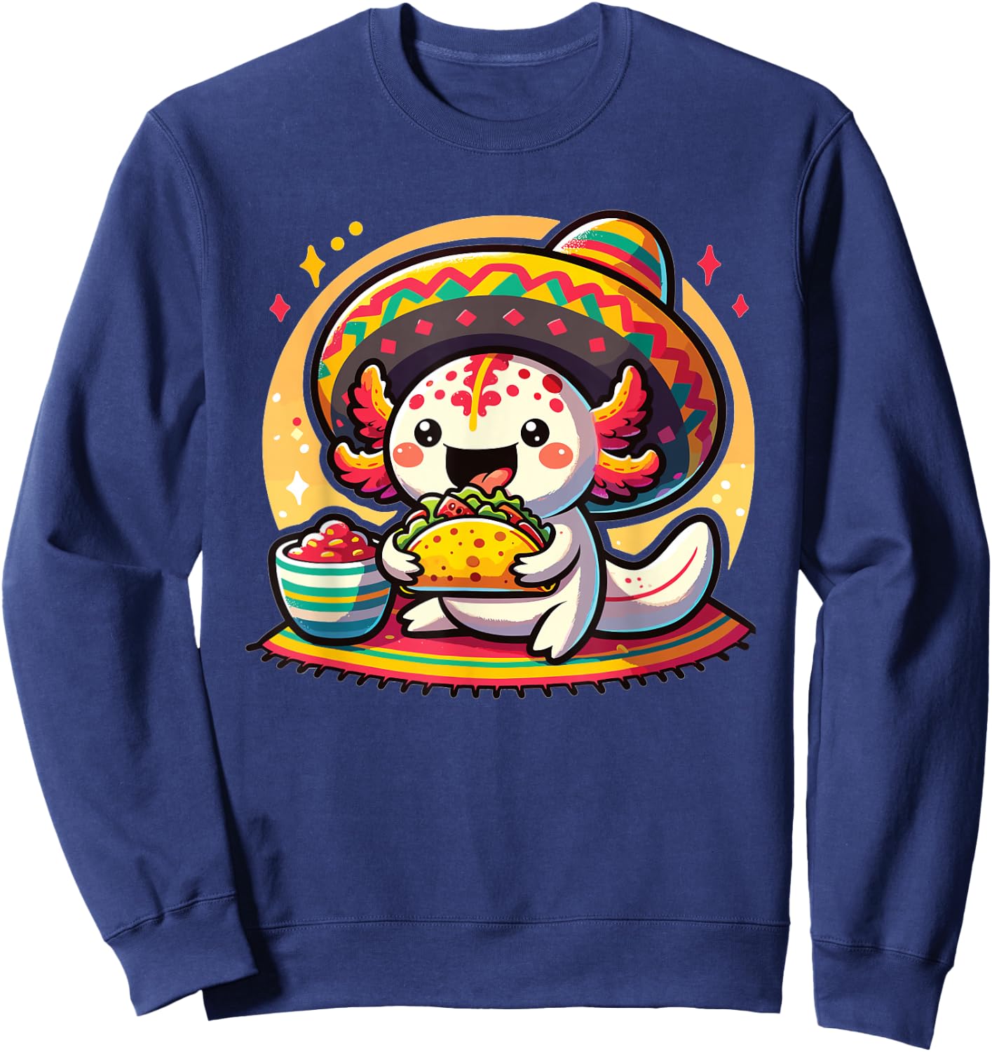 Tacolotl Funny Mexican Axolotl Eats Taco Sweatshirt - Sweatshirt | Navy
