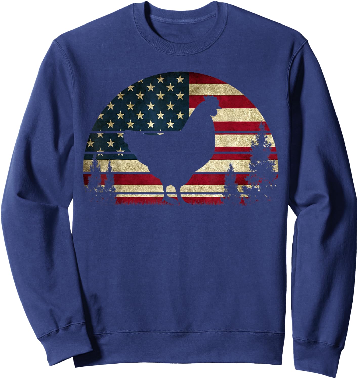 4th Of July Patriotic Chicken American USA Flag Chicken Love Sweatshirt - Sweatshirt | Navy