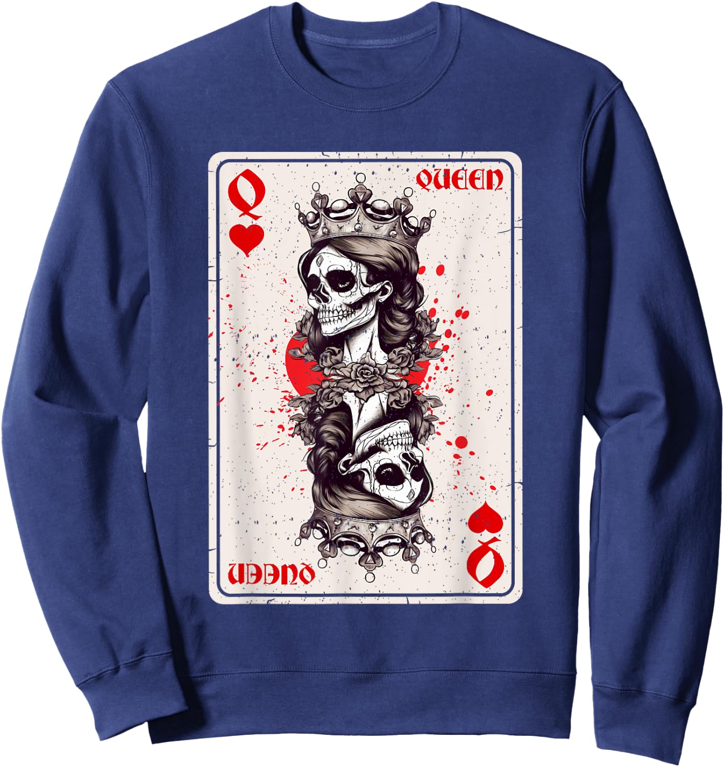 Queen of Hearts Card Game Horror Heart Queen Gothic Sweatshirt - Sweatshirt | Navy
