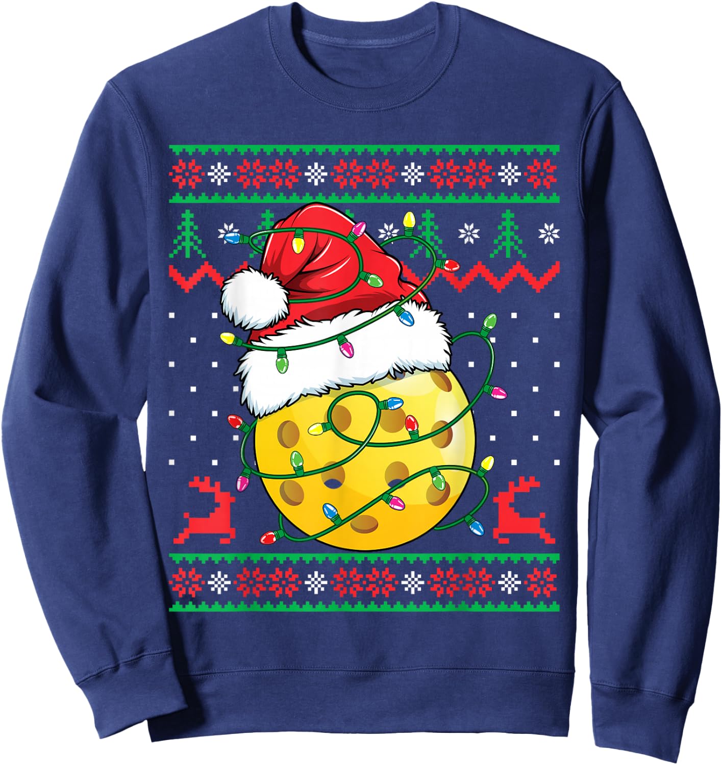 Funny Pickleball Ugly Christmas Sweater Xmas Sweatshirt - Sweatshirt | Navy