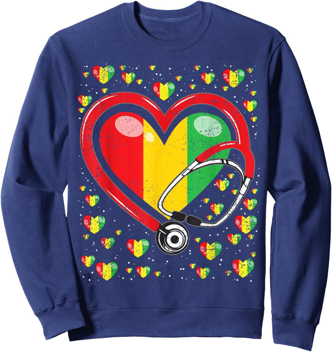 Stethoscope Heart Juneteenth Black History Heart Nurse Sweatshirt - Sweatshirt | Navy