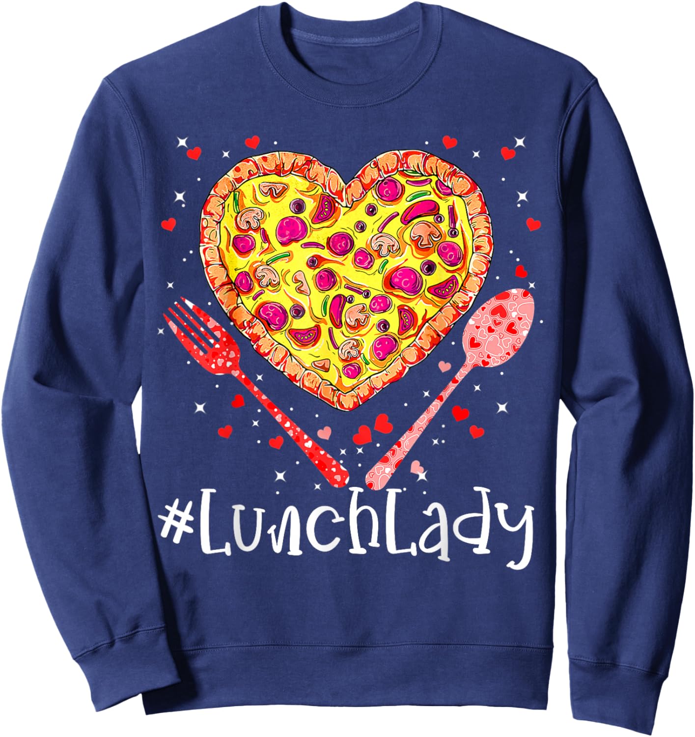Most Likely To Christmas Be On The Nice Pizza Lunch Lady Funny Pink Heart Happy Valentine's Day 2023 for Couples, Valentine's Day Celebrators, -Adults, Short Sleeve, Black, Small Sweatshirt - Sweatshirt | Navy