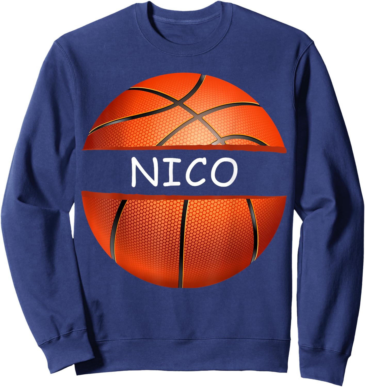 Novelty Personalized Name Nico Sports Basketball Sweatshirt - Sweatshirt | Navy