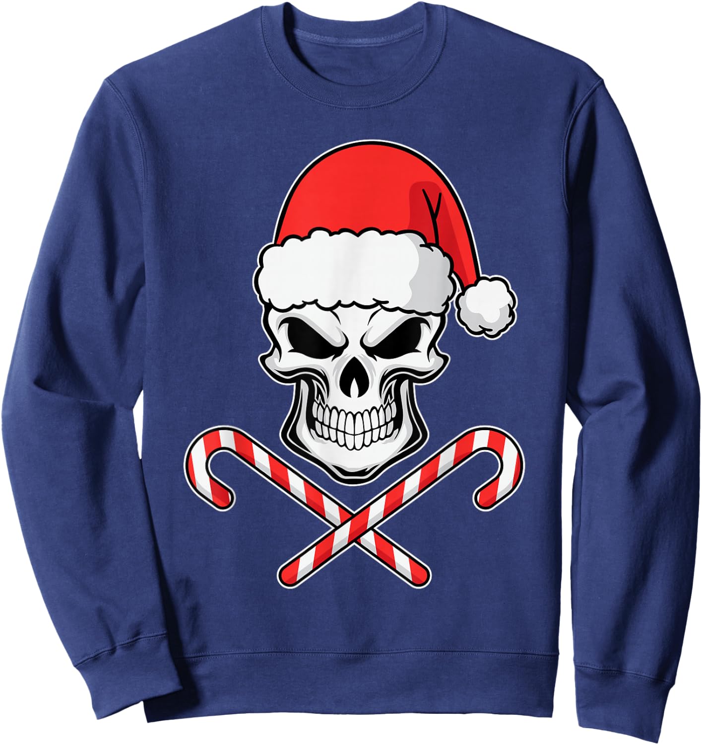 Candy Cane Crew Skull Christmas 2024 Funny Men Boys Girls Sweatshirt - Sweatshirt | Navy