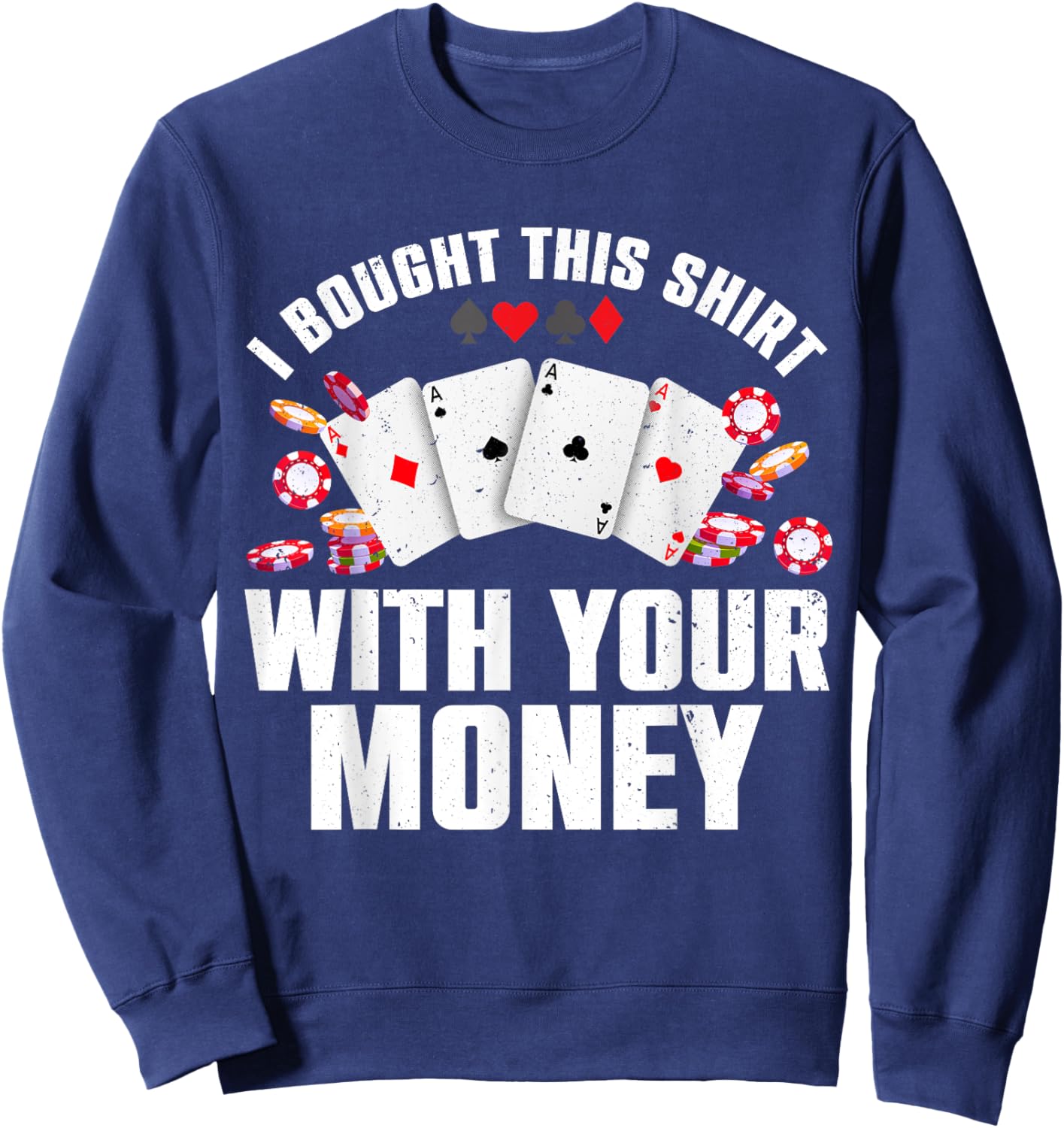 Cute Poker Lover Women Card Casino Player Gambler Sweatshirt - Sweatshirt | Navy