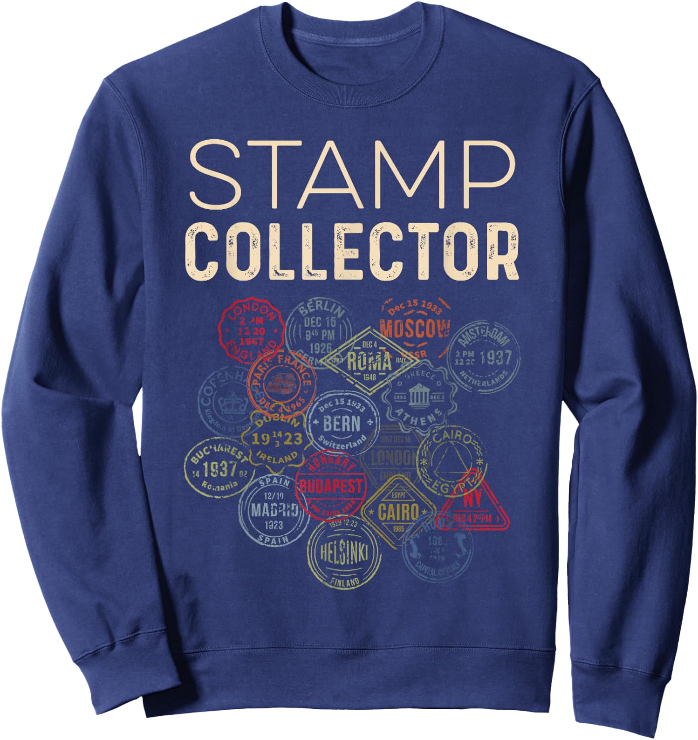 Stamp Collector World Traveler Sweatshirt - Sweatshirt | Navy