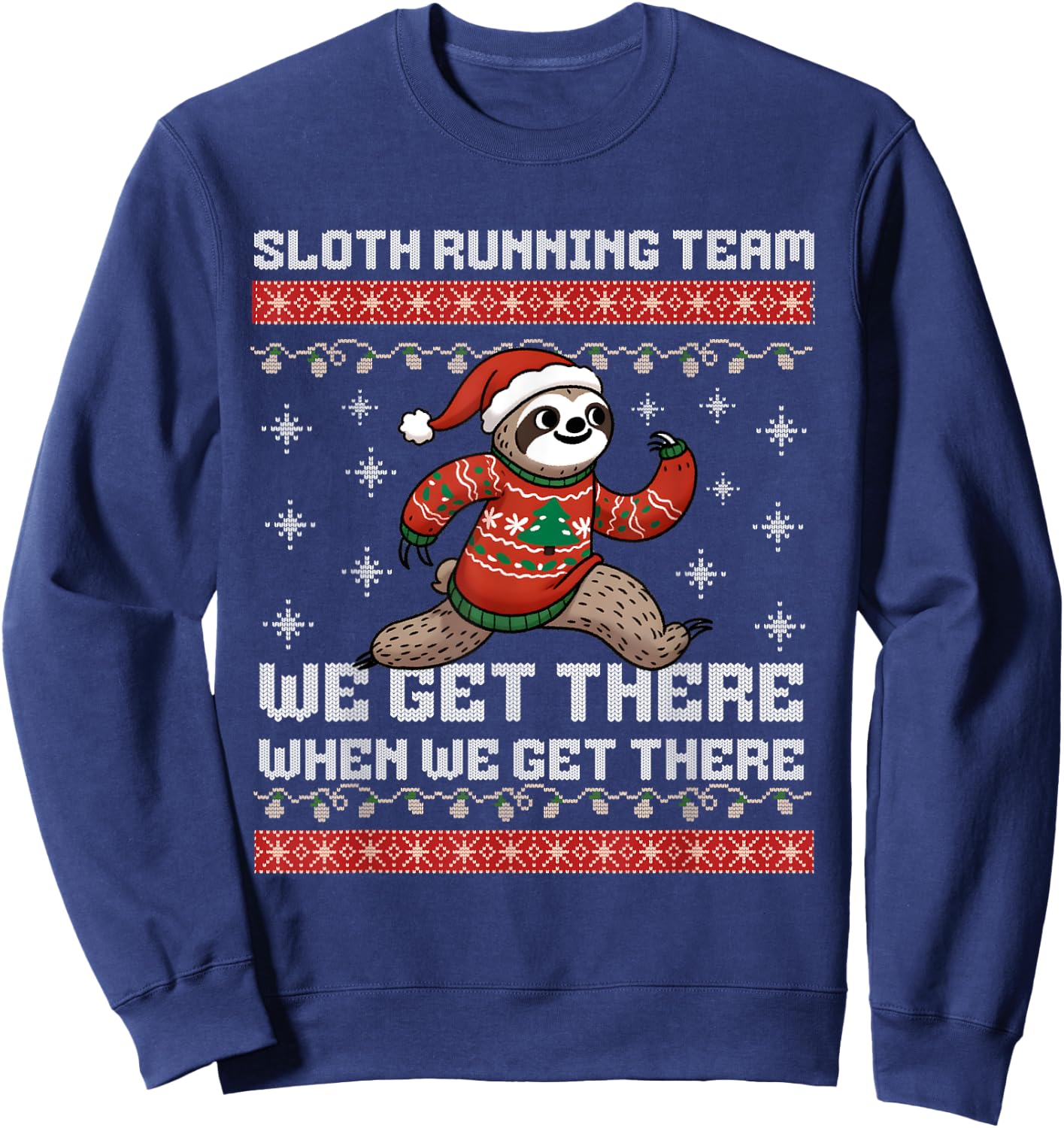 Funny Sloth Christmas 5k Running Team Squad X-Mas Fun Run Sweatshirt - Sweatshirt | Navy