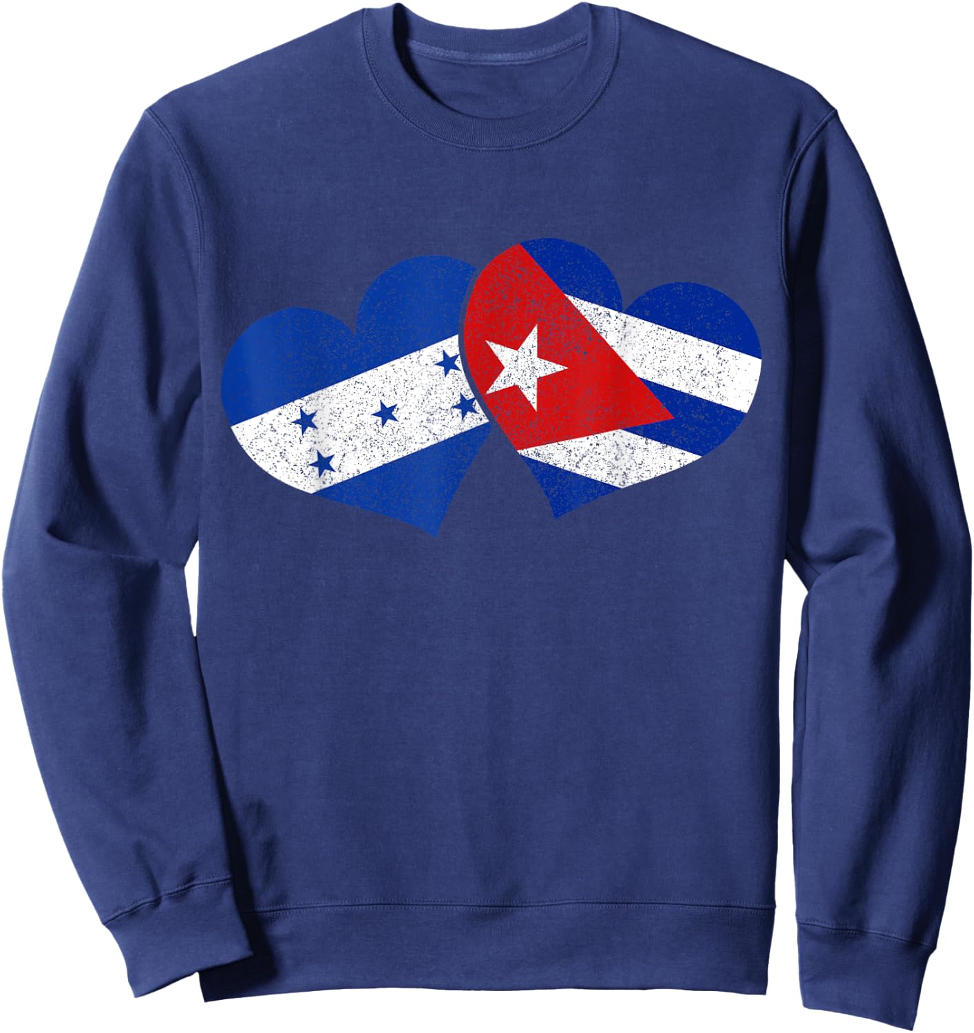 Honduras Cuba Hearts Cuban Honduran Flag Pride Heritage Sweatshirt - Sweatshirt | Navy
