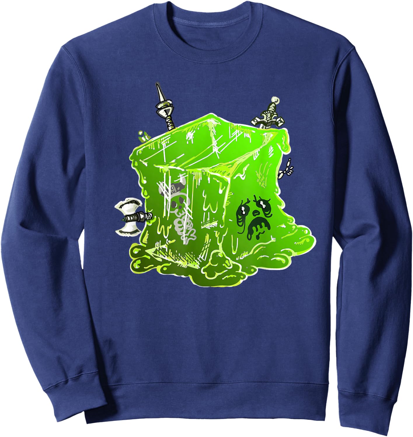 Gelatinous Cube Fantasy Roleplaying Illustration Sweatshirt - Sweatshirt | Navy